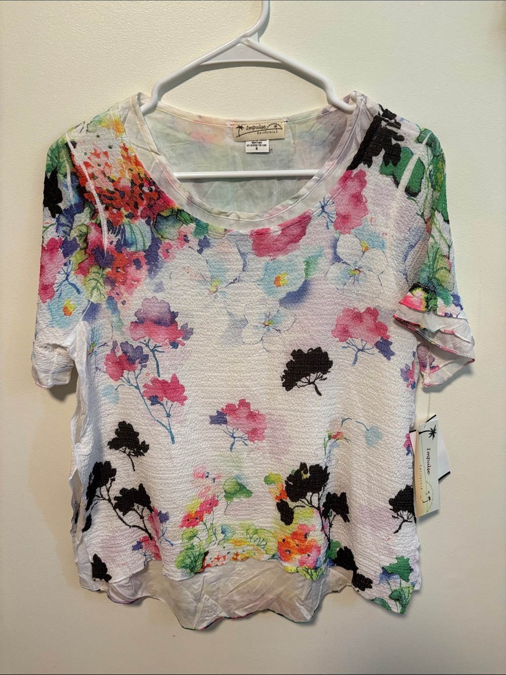 Impulse California Floral Short Sleeve Tee in White